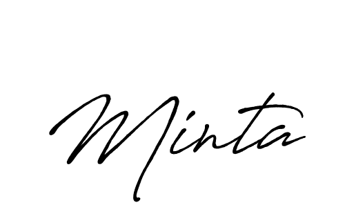 Create a beautiful signature design for name Minta. With this signature (Antro_Vectra_Bolder) fonts, you can make a handwritten signature for free. Minta signature style 7 images and pictures png