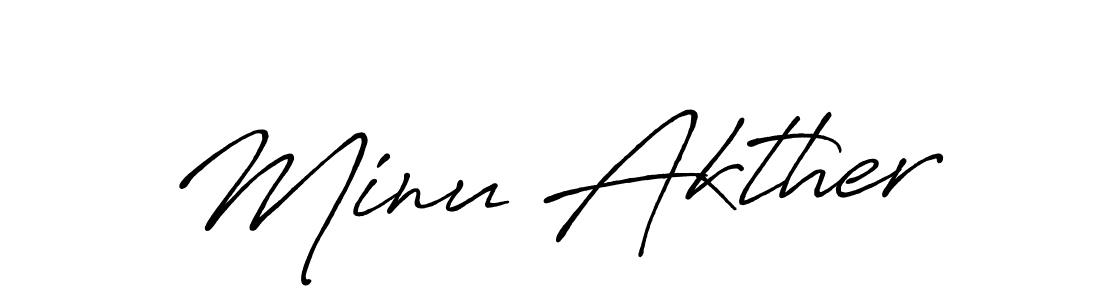Design your own signature with our free online signature maker. With this signature software, you can create a handwritten (Antro_Vectra_Bolder) signature for name Minu Akther. Minu Akther signature style 7 images and pictures png