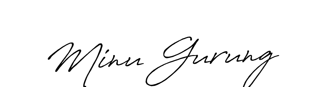 Use a signature maker to create a handwritten signature online. With this signature software, you can design (Antro_Vectra_Bolder) your own signature for name Minu Gurung. Minu Gurung signature style 7 images and pictures png