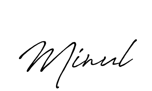 How to make Minul name signature. Use Antro_Vectra_Bolder style for creating short signs online. This is the latest handwritten sign. Minul signature style 7 images and pictures png