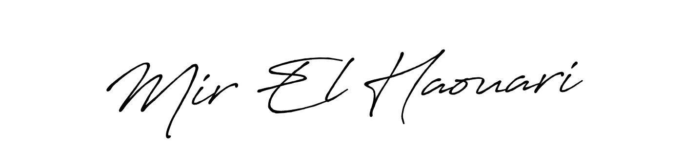 How to make Mir El Haouari name signature. Use Antro_Vectra_Bolder style for creating short signs online. This is the latest handwritten sign. Mir El Haouari signature style 7 images and pictures png