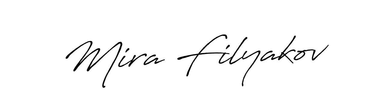 Mira Filyakov stylish signature style. Best Handwritten Sign (Antro_Vectra_Bolder) for my name. Handwritten Signature Collection Ideas for my name Mira Filyakov. Mira Filyakov signature style 7 images and pictures png