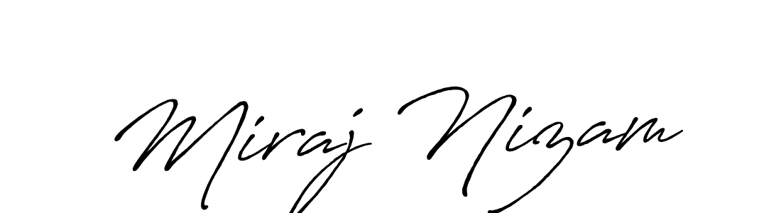 The best way (Antro_Vectra_Bolder) to make a short signature is to pick only two or three words in your name. The name Miraj Nizam include a total of six letters. For converting this name. Miraj Nizam signature style 7 images and pictures png