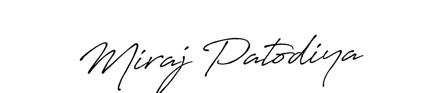 It looks lik you need a new signature style for name Miraj Patodiya. Design unique handwritten (Antro_Vectra_Bolder) signature with our free signature maker in just a few clicks. Miraj Patodiya signature style 7 images and pictures png