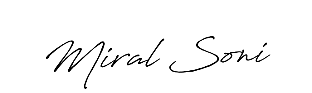 Miral Soni stylish signature style. Best Handwritten Sign (Antro_Vectra_Bolder) for my name. Handwritten Signature Collection Ideas for my name Miral Soni. Miral Soni signature style 7 images and pictures png