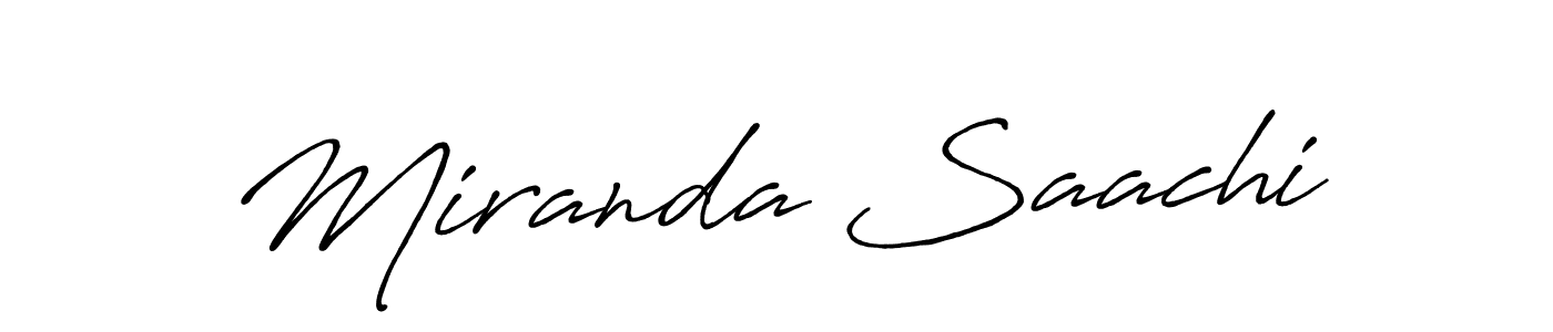 The best way (Antro_Vectra_Bolder) to make a short signature is to pick only two or three words in your name. The name Miranda Saachi include a total of six letters. For converting this name. Miranda Saachi signature style 7 images and pictures png