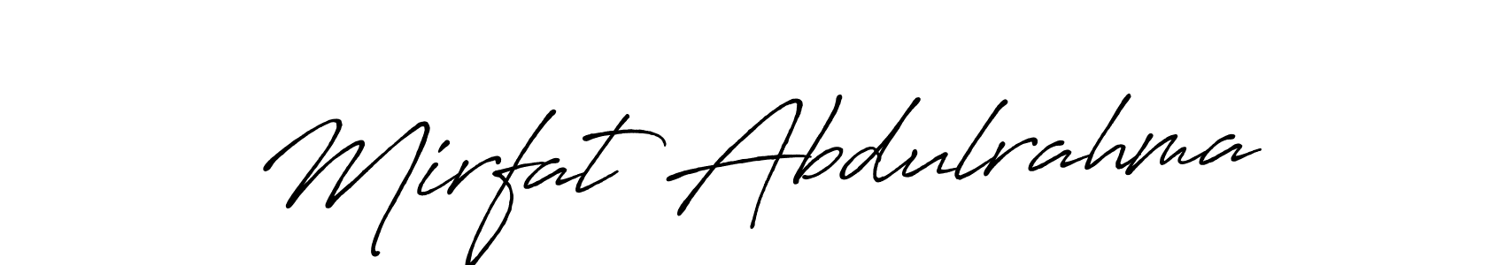 Create a beautiful signature design for name Mirfat Abdulrahma. With this signature (Antro_Vectra_Bolder) fonts, you can make a handwritten signature for free. Mirfat Abdulrahma signature style 7 images and pictures png