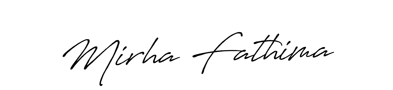 How to make Mirha Fathima name signature. Use Antro_Vectra_Bolder style for creating short signs online. This is the latest handwritten sign. Mirha Fathima signature style 7 images and pictures png