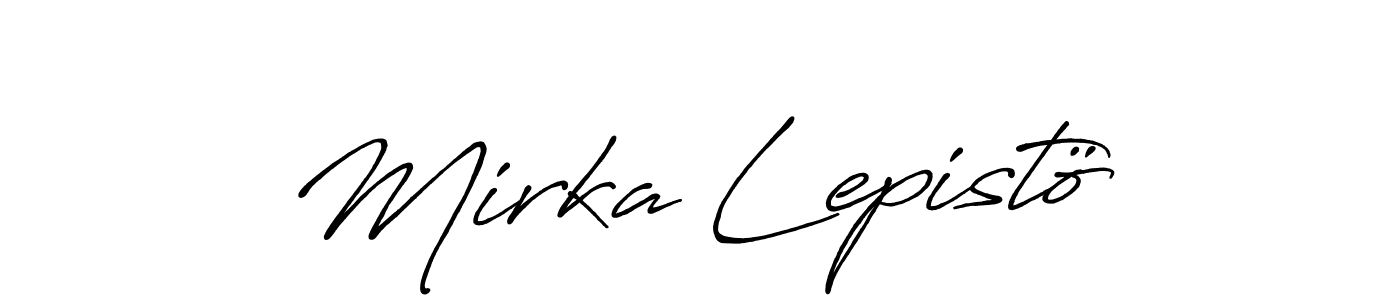 Use a signature maker to create a handwritten signature online. With this signature software, you can design (Antro_Vectra_Bolder) your own signature for name Mirka Lepistö. Mirka Lepistö signature style 7 images and pictures png