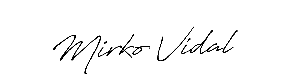 Make a beautiful signature design for name Mirko Vidal. With this signature (Antro_Vectra_Bolder) style, you can create a handwritten signature for free. Mirko Vidal signature style 7 images and pictures png