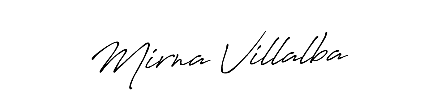 The best way (Antro_Vectra_Bolder) to make a short signature is to pick only two or three words in your name. The name Mirna Villalba include a total of six letters. For converting this name. Mirna Villalba signature style 7 images and pictures png