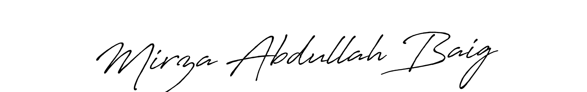 Antro_Vectra_Bolder is a professional signature style that is perfect for those who want to add a touch of class to their signature. It is also a great choice for those who want to make their signature more unique. Get Mirza Abdullah Baig name to fancy signature for free. Mirza Abdullah Baig signature style 7 images and pictures png