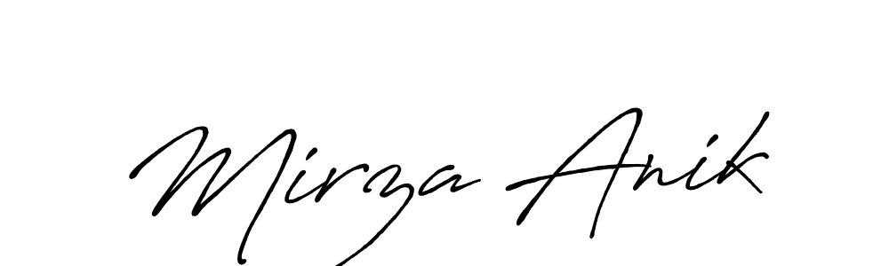 How to make Mirza Anik name signature. Use Antro_Vectra_Bolder style for creating short signs online. This is the latest handwritten sign. Mirza Anik signature style 7 images and pictures png