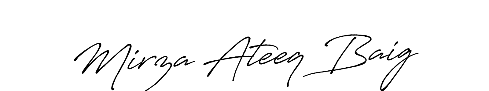 You can use this online signature creator to create a handwritten signature for the name Mirza Ateeq Baig. This is the best online autograph maker. Mirza Ateeq Baig signature style 7 images and pictures png