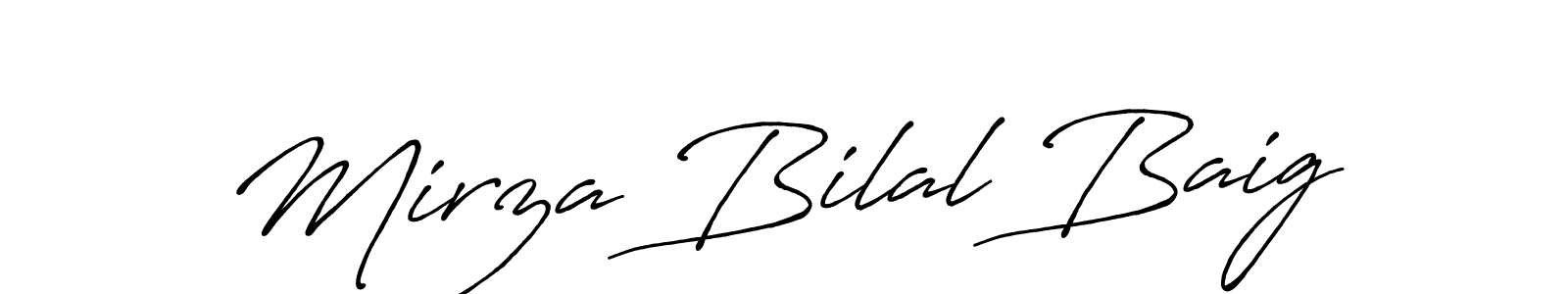 How to make Mirza Bilal Baig name signature. Use Antro_Vectra_Bolder style for creating short signs online. This is the latest handwritten sign. Mirza Bilal Baig signature style 7 images and pictures png