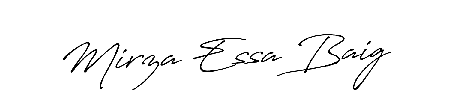 Design your own signature with our free online signature maker. With this signature software, you can create a handwritten (Antro_Vectra_Bolder) signature for name Mirza Essa Baig. Mirza Essa Baig signature style 7 images and pictures png