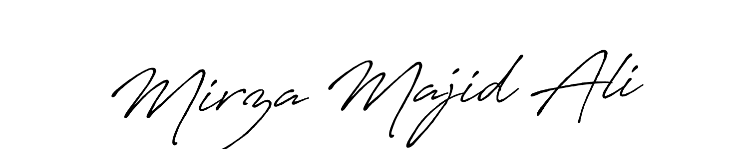 Create a beautiful signature design for name Mirza Majid Ali. With this signature (Antro_Vectra_Bolder) fonts, you can make a handwritten signature for free. Mirza Majid Ali signature style 7 images and pictures png