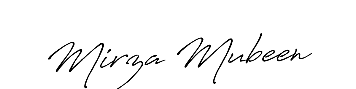 How to make Mirza Mubeen name signature. Use Antro_Vectra_Bolder style for creating short signs online. This is the latest handwritten sign. Mirza Mubeen signature style 7 images and pictures png