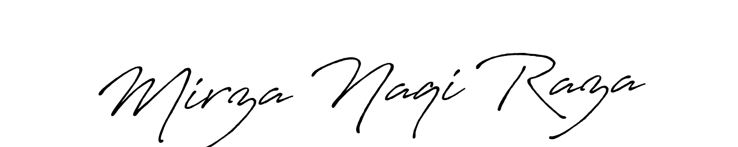 How to make Mirza Naqi Raza name signature. Use Antro_Vectra_Bolder style for creating short signs online. This is the latest handwritten sign. Mirza Naqi Raza signature style 7 images and pictures png