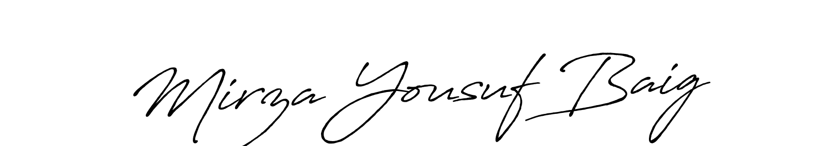 Create a beautiful signature design for name Mirza Yousuf Baig. With this signature (Antro_Vectra_Bolder) fonts, you can make a handwritten signature for free. Mirza Yousuf Baig signature style 7 images and pictures png