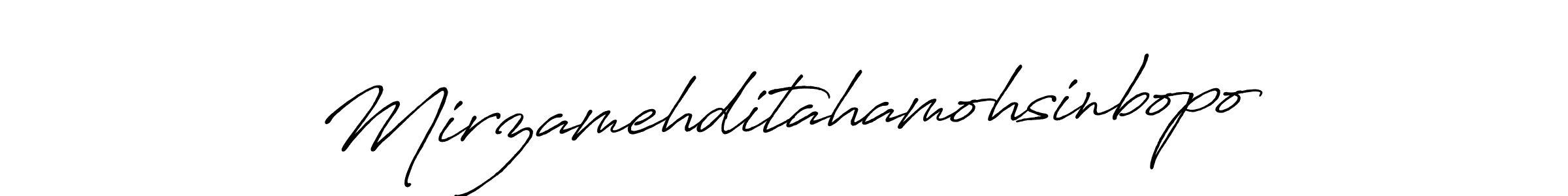 Make a beautiful signature design for name Mirzamehditahamohsinbopo. With this signature (Antro_Vectra_Bolder) style, you can create a handwritten signature for free. Mirzamehditahamohsinbopo signature style 7 images and pictures png