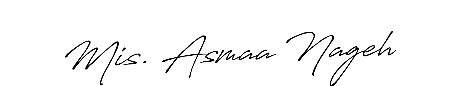 How to make Mis. Asmaa Nageh name signature. Use Antro_Vectra_Bolder style for creating short signs online. This is the latest handwritten sign. Mis. Asmaa Nageh signature style 7 images and pictures png