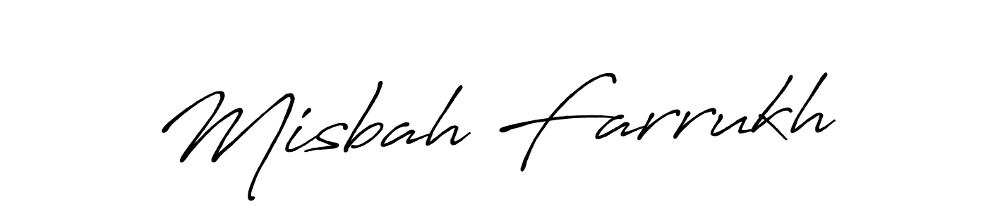 Use a signature maker to create a handwritten signature online. With this signature software, you can design (Antro_Vectra_Bolder) your own signature for name Misbah Farrukh. Misbah Farrukh signature style 7 images and pictures png