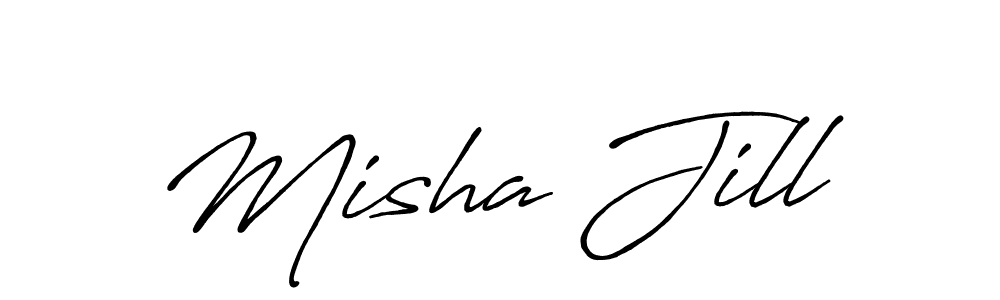 if you are searching for the best signature style for your name Misha Jill. so please give up your signature search. here we have designed multiple signature styles  using Antro_Vectra_Bolder. Misha Jill signature style 7 images and pictures png