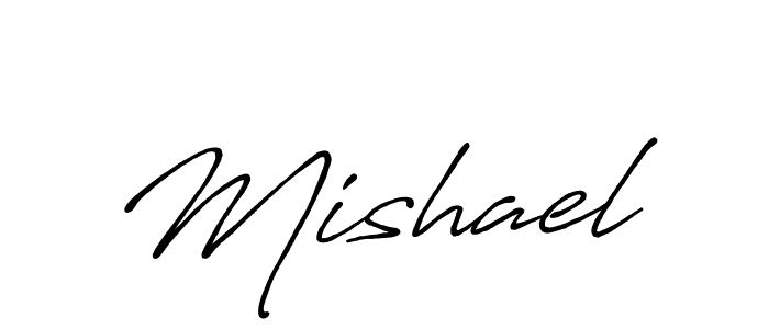 if you are searching for the best signature style for your name Mishael. so please give up your signature search. here we have designed multiple signature styles  using Antro_Vectra_Bolder. Mishael signature style 7 images and pictures png