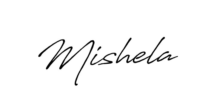 Mishela stylish signature style. Best Handwritten Sign (Antro_Vectra_Bolder) for my name. Handwritten Signature Collection Ideas for my name Mishela. Mishela signature style 7 images and pictures png