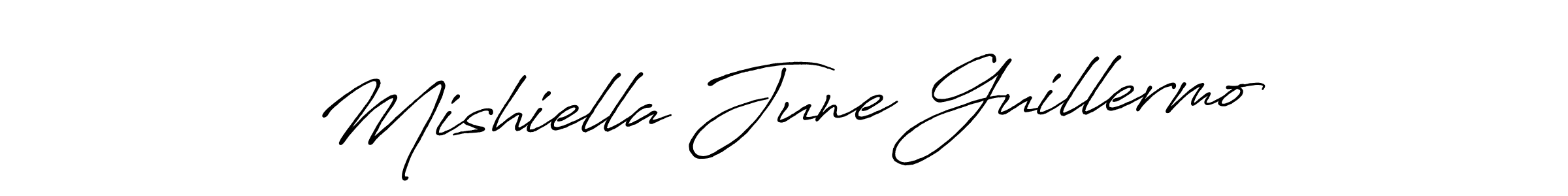 Create a beautiful signature design for name Mishiella June Guillermo. With this signature (Antro_Vectra_Bolder) fonts, you can make a handwritten signature for free. Mishiella June Guillermo signature style 7 images and pictures png