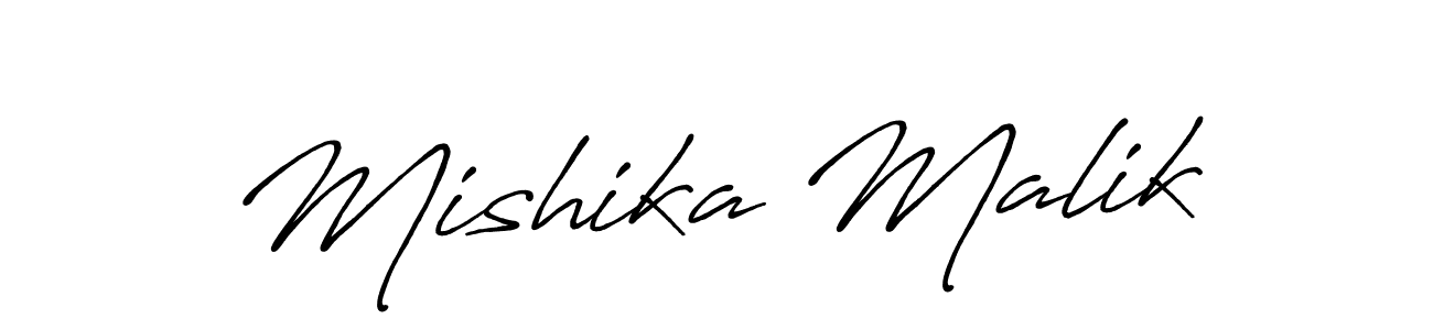 Design your own signature with our free online signature maker. With this signature software, you can create a handwritten (Antro_Vectra_Bolder) signature for name Mishika Malik. Mishika Malik signature style 7 images and pictures png