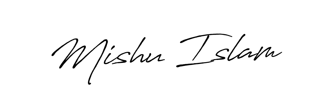 Mishu Islam stylish signature style. Best Handwritten Sign (Antro_Vectra_Bolder) for my name. Handwritten Signature Collection Ideas for my name Mishu Islam. Mishu Islam signature style 7 images and pictures png