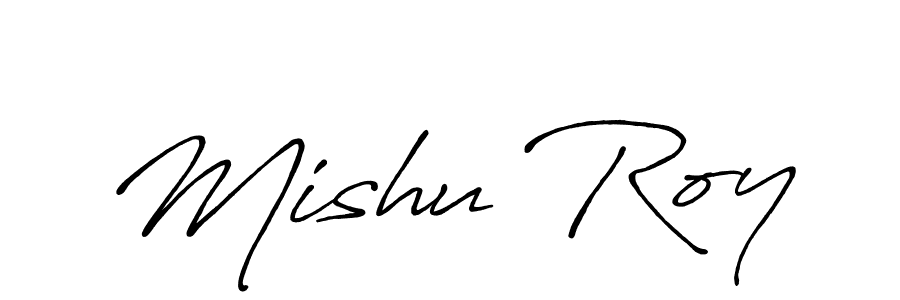 Use a signature maker to create a handwritten signature online. With this signature software, you can design (Antro_Vectra_Bolder) your own signature for name Mishu Roy. Mishu Roy signature style 7 images and pictures png