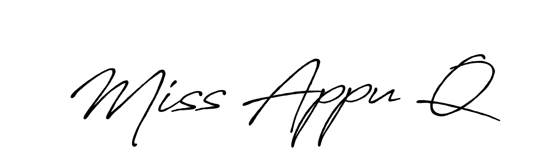 Also You can easily find your signature by using the search form. We will create Miss Appu Q name handwritten signature images for you free of cost using Antro_Vectra_Bolder sign style. Miss Appu Q signature style 7 images and pictures png