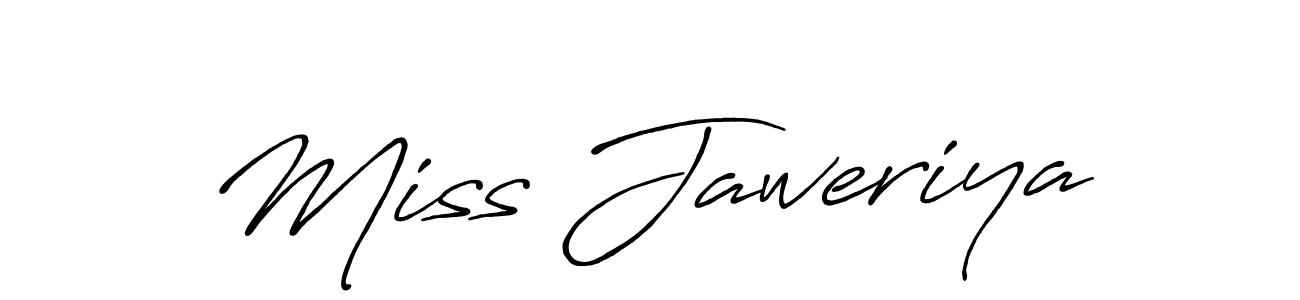 How to make Miss Jaweriya name signature. Use Antro_Vectra_Bolder style for creating short signs online. This is the latest handwritten sign. Miss Jaweriya signature style 7 images and pictures png
