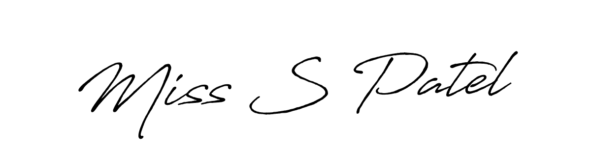 if you are searching for the best signature style for your name Miss S Patel. so please give up your signature search. here we have designed multiple signature styles  using Antro_Vectra_Bolder. Miss S Patel signature style 7 images and pictures png