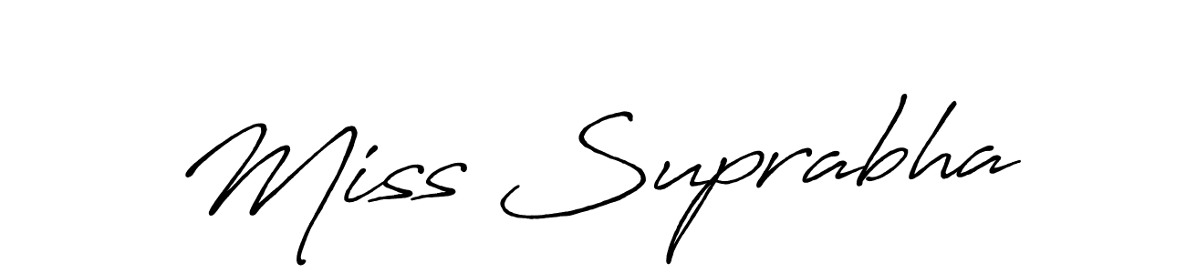 if you are searching for the best signature style for your name Miss Suprabha. so please give up your signature search. here we have designed multiple signature styles  using Antro_Vectra_Bolder. Miss Suprabha signature style 7 images and pictures png