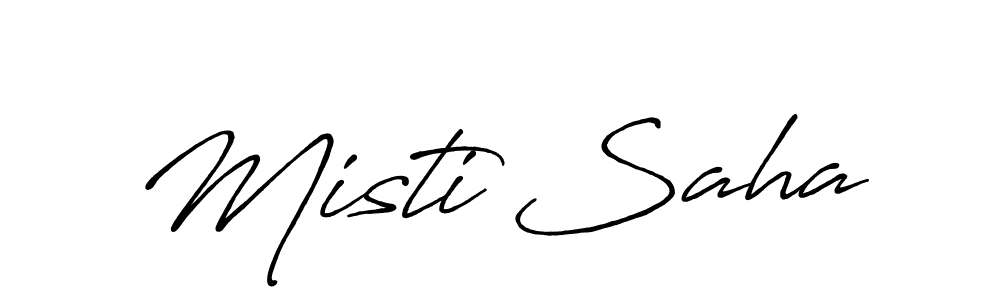 Make a beautiful signature design for name Misti Saha. With this signature (Antro_Vectra_Bolder) style, you can create a handwritten signature for free. Misti Saha signature style 7 images and pictures png