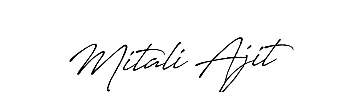 How to make Mitali Ajit name signature. Use Antro_Vectra_Bolder style for creating short signs online. This is the latest handwritten sign. Mitali Ajit signature style 7 images and pictures png