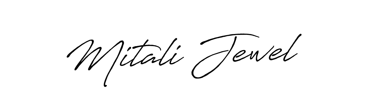 The best way (Antro_Vectra_Bolder) to make a short signature is to pick only two or three words in your name. The name Mitali Jewel include a total of six letters. For converting this name. Mitali Jewel signature style 7 images and pictures png