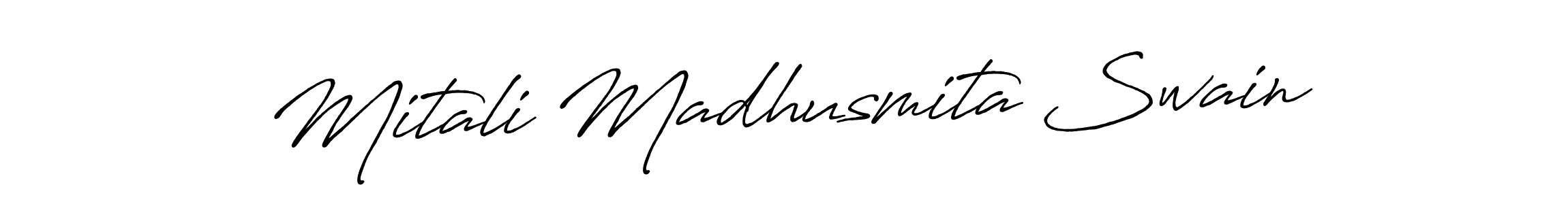 Create a beautiful signature design for name Mitali Madhusmita Swain. With this signature (Antro_Vectra_Bolder) fonts, you can make a handwritten signature for free. Mitali Madhusmita Swain signature style 7 images and pictures png