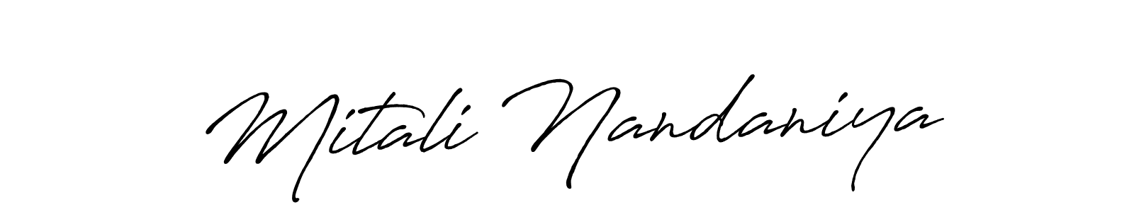 How to make Mitali Nandaniya signature? Antro_Vectra_Bolder is a professional autograph style. Create handwritten signature for Mitali Nandaniya name. Mitali Nandaniya signature style 7 images and pictures png