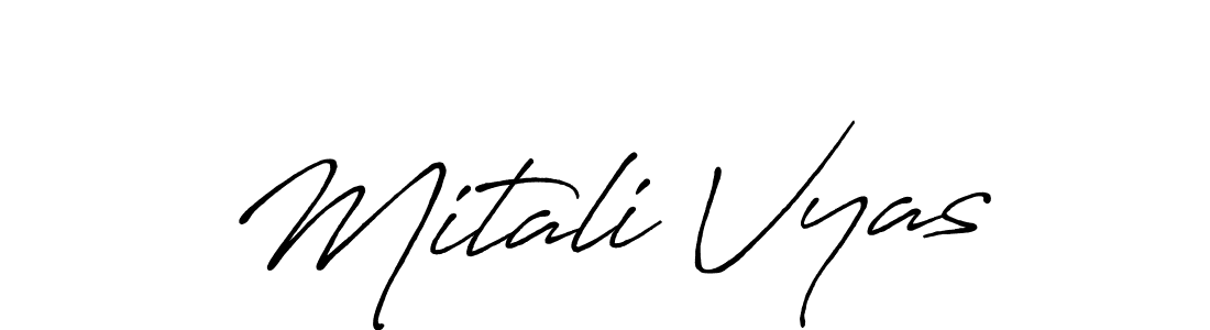 The best way (Antro_Vectra_Bolder) to make a short signature is to pick only two or three words in your name. The name Mitali Vyas include a total of six letters. For converting this name. Mitali Vyas signature style 7 images and pictures png