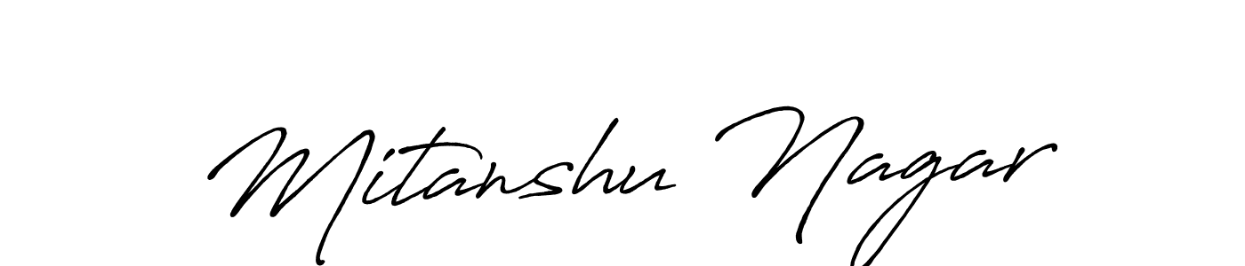 How to make Mitanshu Nagar name signature. Use Antro_Vectra_Bolder style for creating short signs online. This is the latest handwritten sign. Mitanshu Nagar signature style 7 images and pictures png
