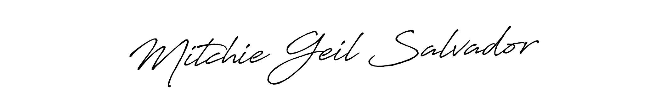 How to make Mitchie Geil Salvador signature? Antro_Vectra_Bolder is a professional autograph style. Create handwritten signature for Mitchie Geil Salvador name. Mitchie Geil Salvador signature style 7 images and pictures png
