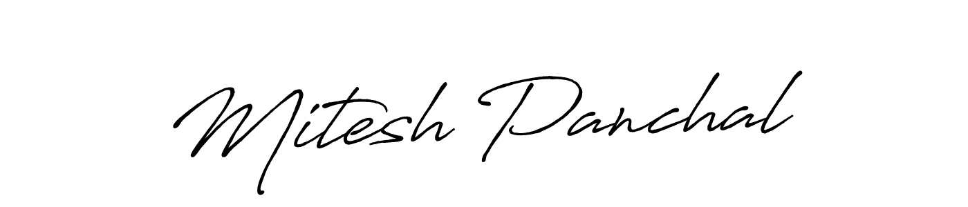 Mitesh Panchal stylish signature style. Best Handwritten Sign (Antro_Vectra_Bolder) for my name. Handwritten Signature Collection Ideas for my name Mitesh Panchal. Mitesh Panchal signature style 7 images and pictures png