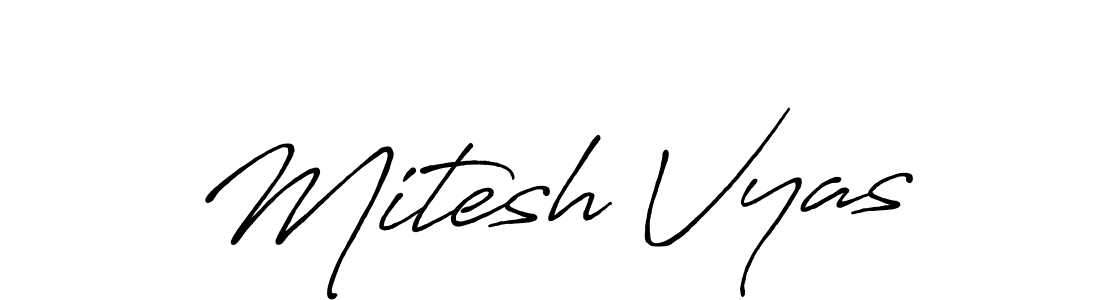 Create a beautiful signature design for name Mitesh Vyas. With this signature (Antro_Vectra_Bolder) fonts, you can make a handwritten signature for free. Mitesh Vyas signature style 7 images and pictures png