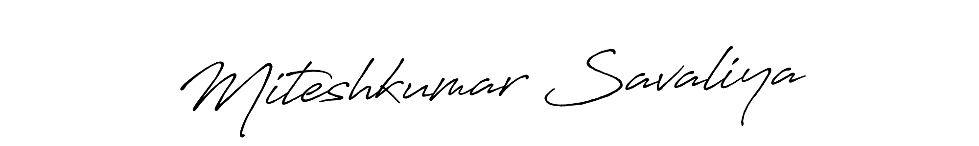 Design your own signature with our free online signature maker. With this signature software, you can create a handwritten (Antro_Vectra_Bolder) signature for name Miteshkumar Savaliya. Miteshkumar Savaliya signature style 7 images and pictures png