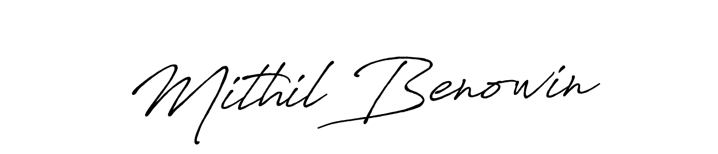 How to make Mithil Benowin name signature. Use Antro_Vectra_Bolder style for creating short signs online. This is the latest handwritten sign. Mithil Benowin signature style 7 images and pictures png
